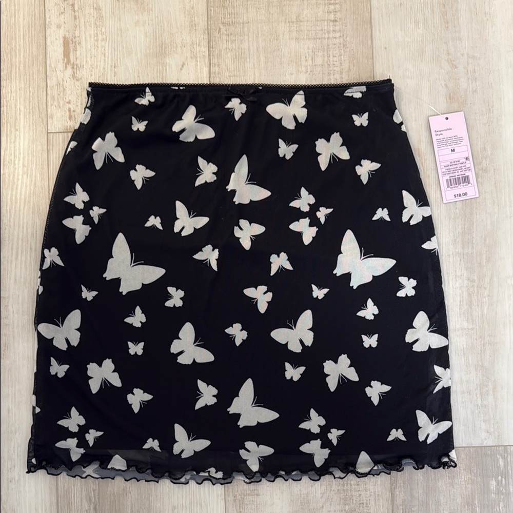 Wild Fable Butterfly Print Black Skirt